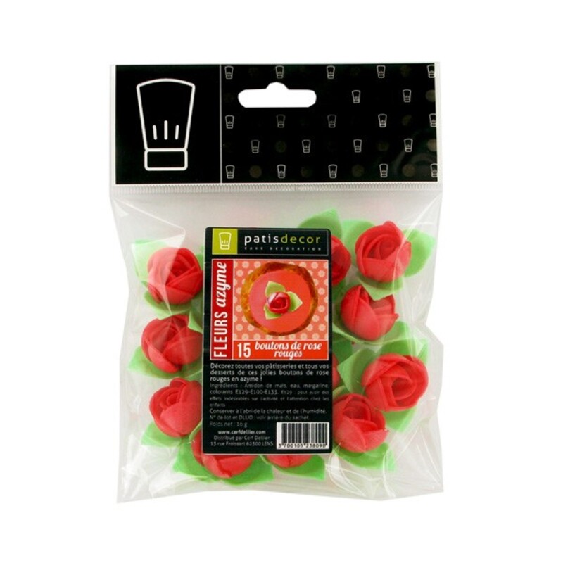 Boutons de rose rouge Patisdécor x15