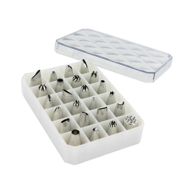 Coffret 24 douilles décors fins inox