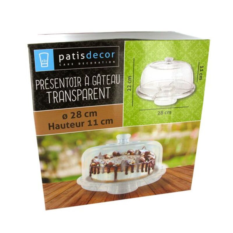 Présentoir cloche à gâteau sur pied 28 cm