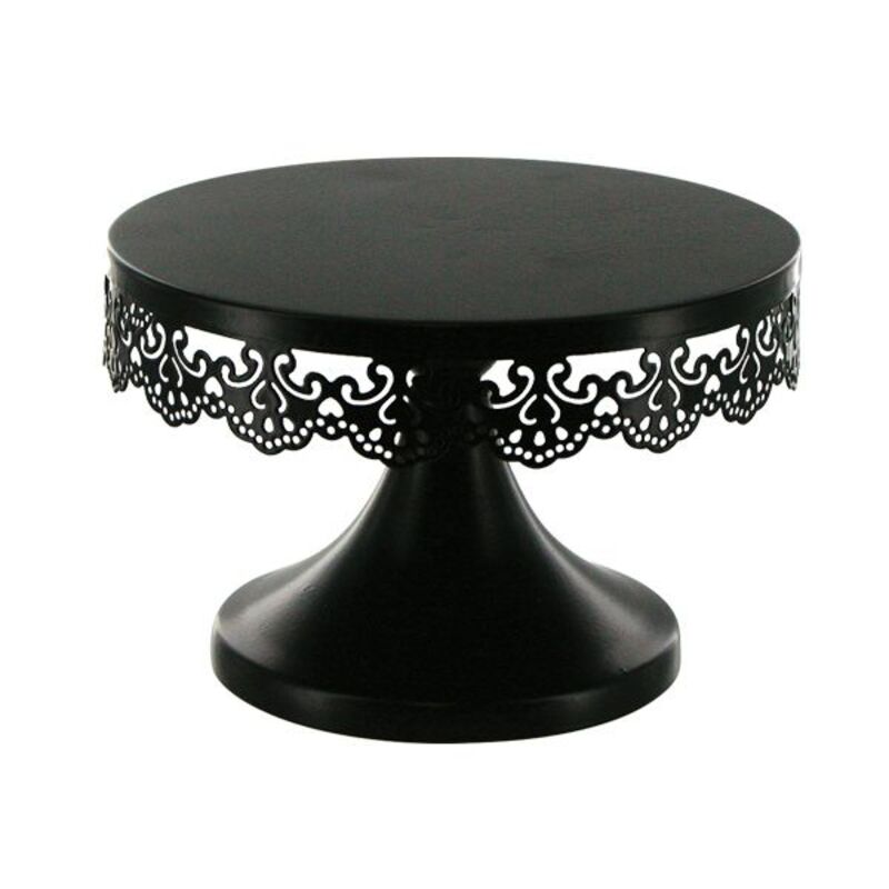 Présentoir gâteau noir broderie 18 cm