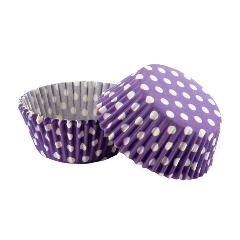 Caissette cupcake violet pois blancs (x 50)