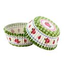 Caissette cupcake vichy vert décor rose (x 50)