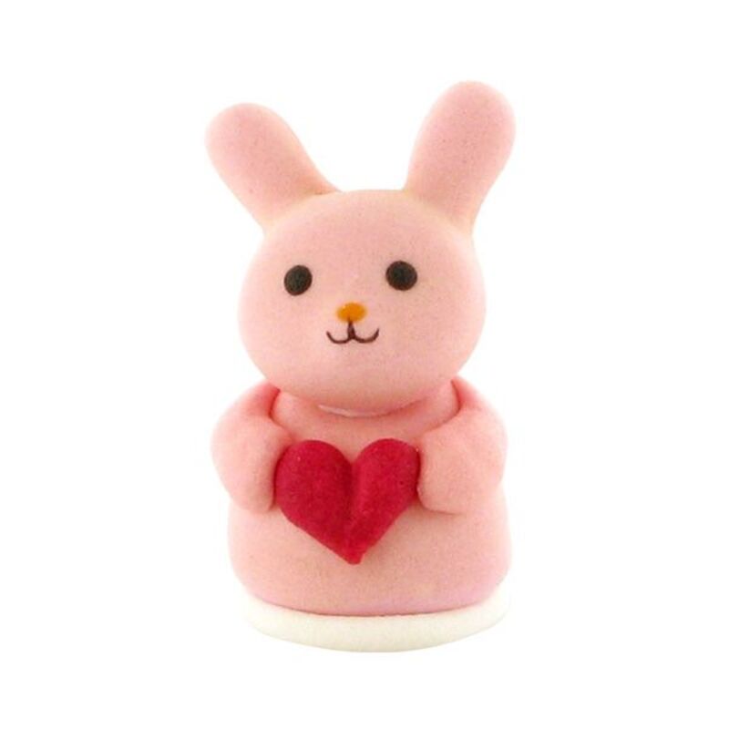 Lapin rose Coeur en sucre