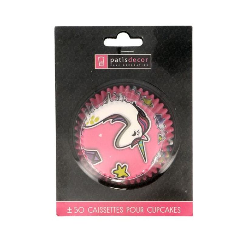 Caissette cupcake roses Licorne (x 50)