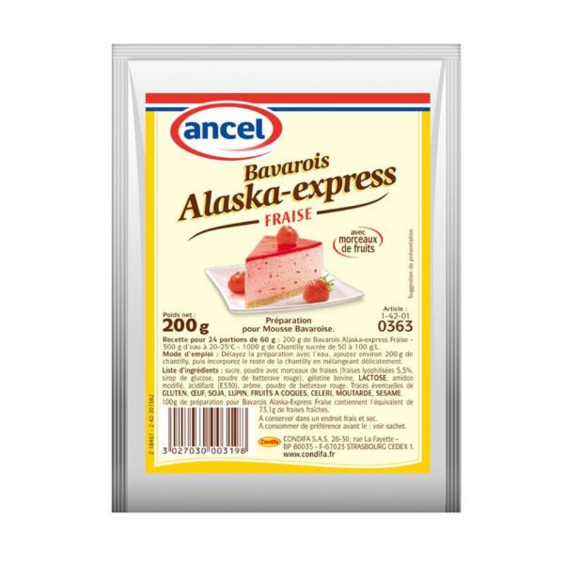 Préparation mousse bavaroise fraise Alaska 200 g