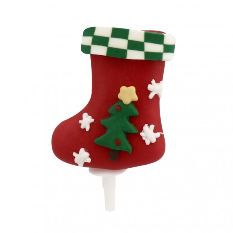 Chaussette de Noël décorée sur pique Patisdécor