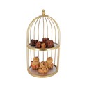 Présentoir cage à oiseaux doré 2 étages Patisdécor 20 cm