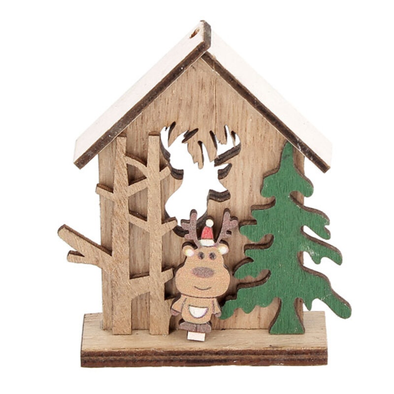 Cake topper en bois chalet de Noël Renne Patisdécor