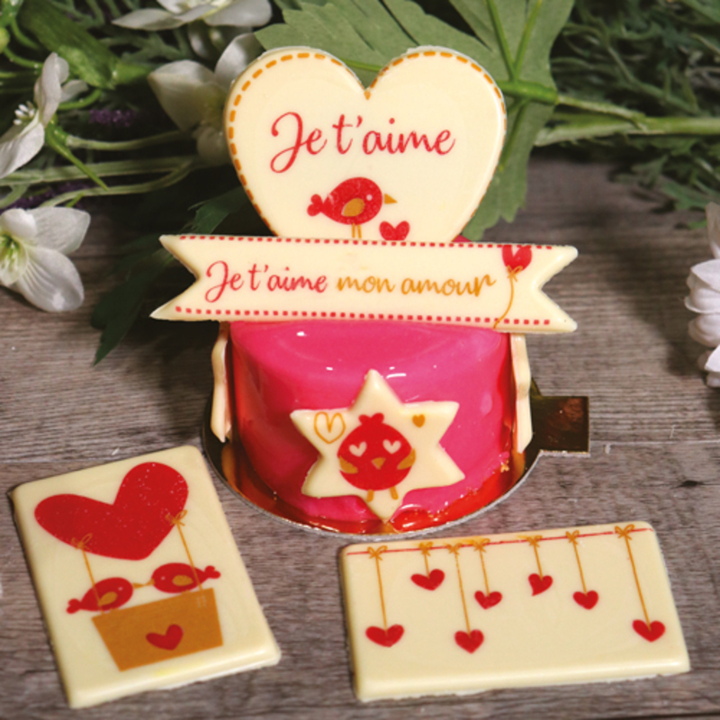 Transfert chocolat thème Saint Valentin