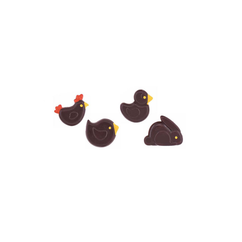 Animaux de Pâques assortis en chocolat noir (x48)