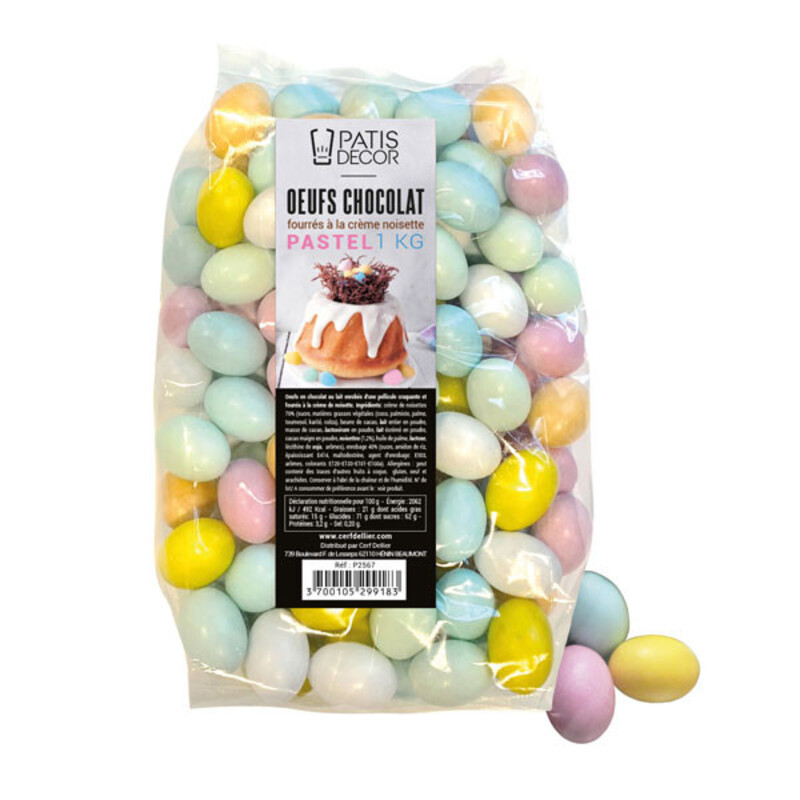 Œufs de caille en chocolat fourrés pastel 1 kg