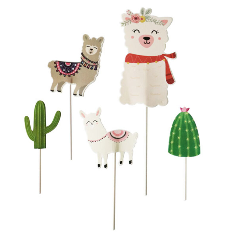 Cupcake Toppers lamas et cactus (x5)